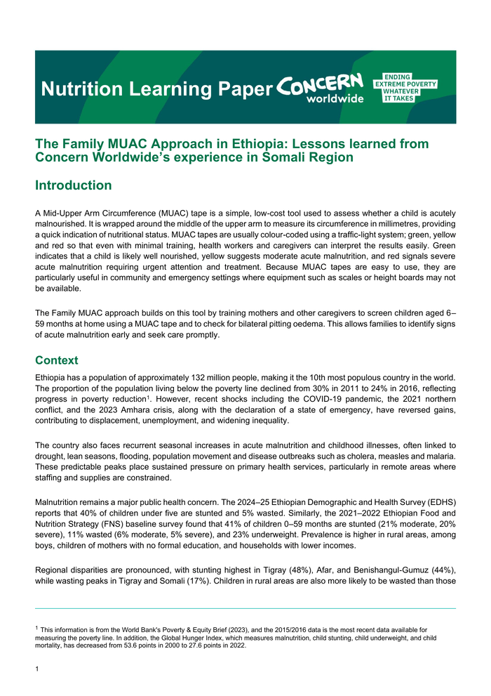 The Family MUAC Approach in Ethiopia | Concern Worldwide - Ethiopia | ReliefWeb