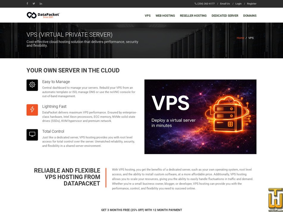 VServer1 > datapacket.net, USD 3.74/mo. on VPS, Linux